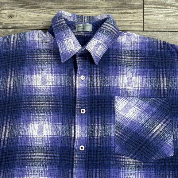 Y2K Shadow Plaid Flannel Button Up Shirt - Picture 2 of 3